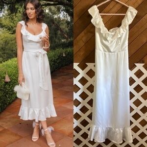Show Me Your Mumu Alexis white ruffle midi dress size S
